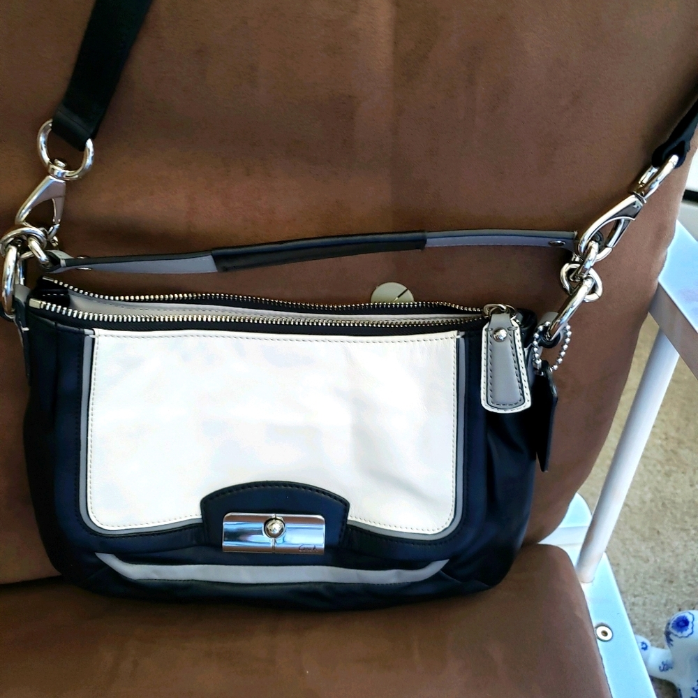 Black and white coach purse